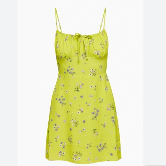 Aritzia Sunday Best Delilah Smocked Mini Dress NWT Green Floral Size Medium - Picture 1 of 7